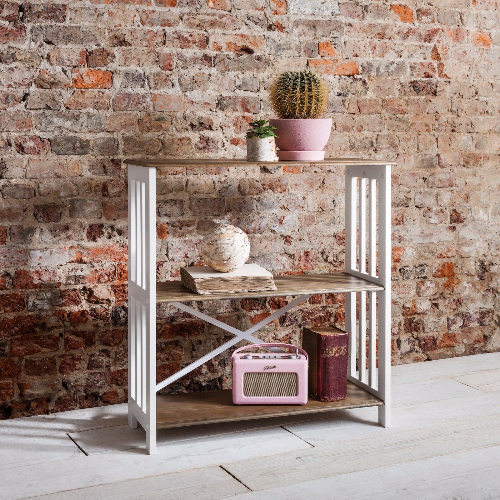 Bookshelf Display Unit Bookshelves in White & Dark Pine Canterbury