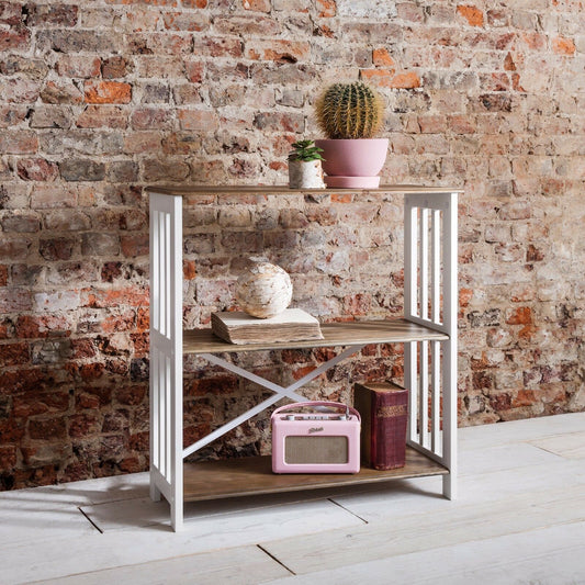 Bookshelf Display Unit Bookshelves in White & Dark Pine Canterbury