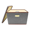 Foldable Fabric/Canvas Square Storage Boxes Drawer With Lids&Chrome Hand-Grey
