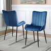 Set of 2 Velvet Dining Chairs Set Padded Seat Metal Legs Kitchen Home Furniture