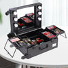 Portable Beauty Makeup Case Rolling Trolley Box Travel Workstation Lights Mirror