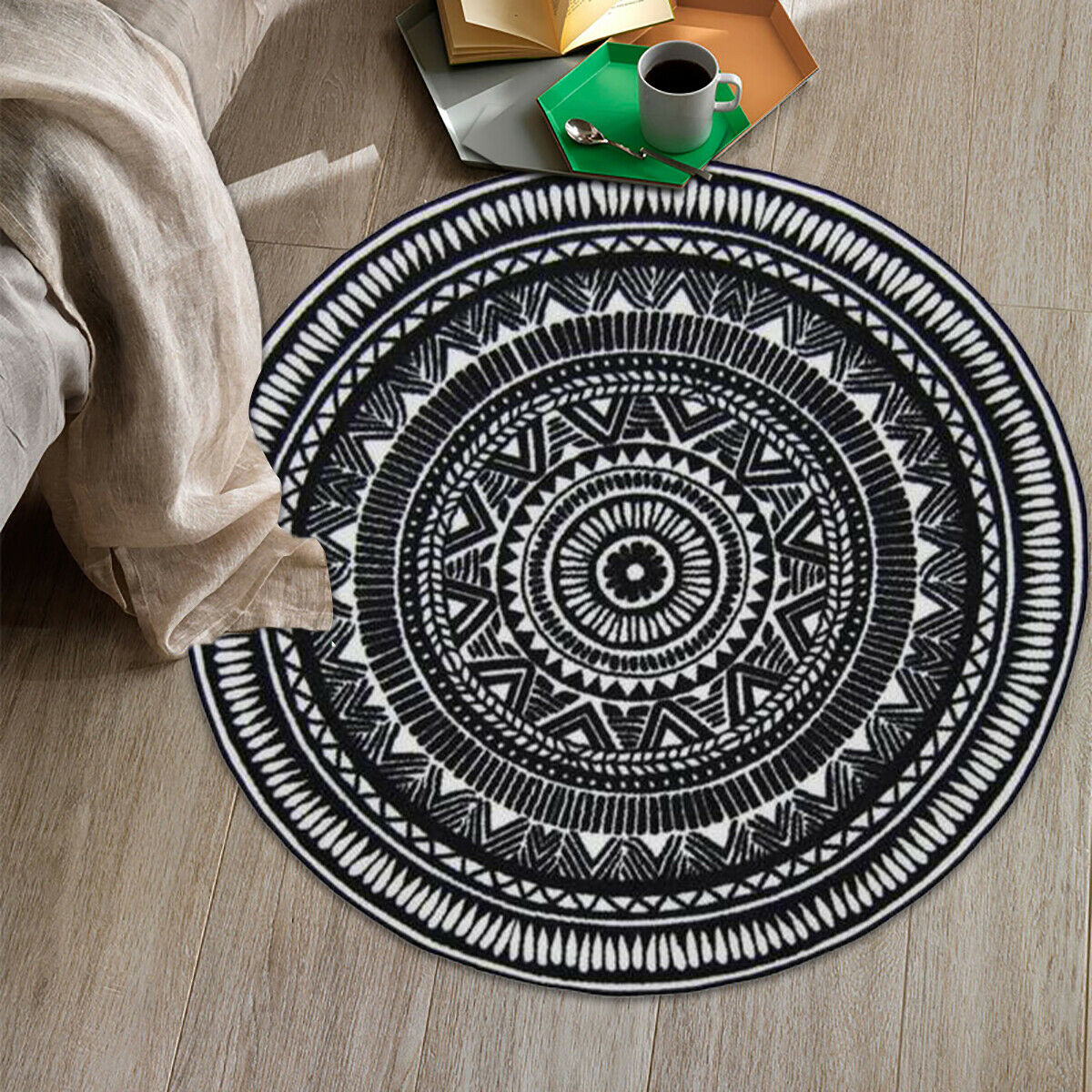4 Sizes Round Non-slip Carpet Outdoor Floor Rug Mat Pads Geometric Acrylic
