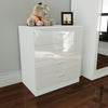 High Gloss Bedroom Furniture Set Wardrobe Chest of 4 Drawers Beside Table White