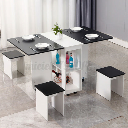 Folding Drop leaf Butterfly Dining Set Table 4 Chairs Seat Kitchen Furniture New