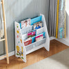 Children Bookshelf Kids Sling Book Rack with Storage Bins Toys Organizer White