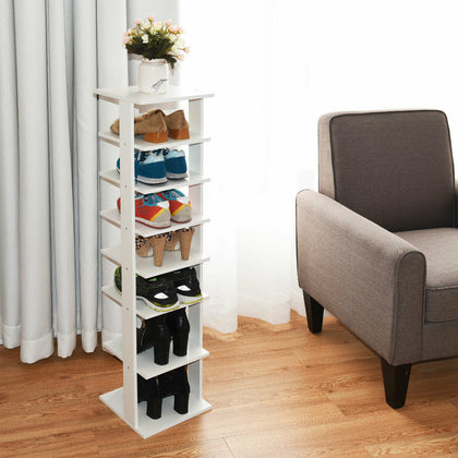 7-tier Single Shoe Storage Rack Stand Organiser Unit Shoe Shelf Wooden