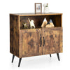 Industrial Storage Cabinet Wooden Cupboard Buffet Sideboard W/ Wine Glass Holder