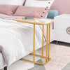 C-Shaped Sofa Side Table Golden Metal Frame End Coffee/Snack Table Living Room