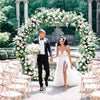 Heavy Duty Raised 2-Legs Base Round Metal Wedding Arch Backdrop Stand Stage Show