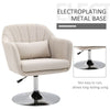 Stylish Retro Linen Swivel Tub Chair Steel Frame Cushion Wide Seat Cream