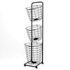 2/3 Tier Metal Wire Washing Laundry Basket Rolling Cart Hamper Clothes Storage