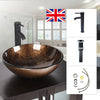 Bathroom Glass Counter Top Brown Basin Cloakroom Hand Wash Round Sink Modern UK