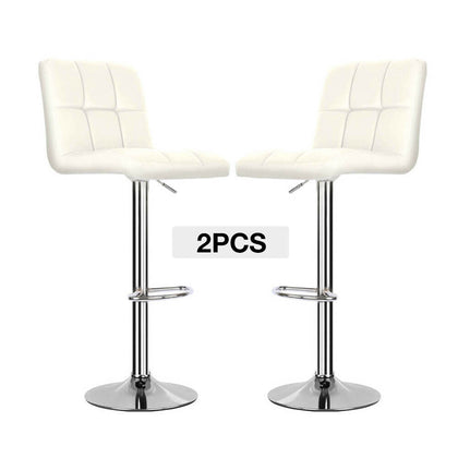 2 x Breakfast Bar Stools Faux Leather Gas Lift Home Kitchen Swivel Chairs White