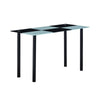 Dining Table Tempered Glass Top Metal Legs Kitchen Dining Room Home Black White