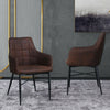 2* Brown/Grey Faux Leather/PU Dining Chairs Armchairs Padded Office Dining Room