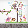 Walplus Wall Sticker Decal Nursery Monkey Height Measure with Elephant Animals