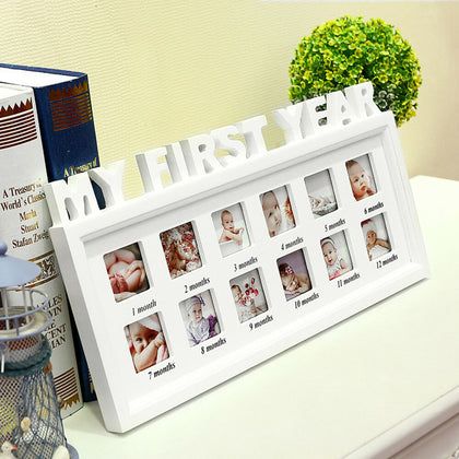 Baby MY FIRST YEAR Photo Frame 12 Months Multi Picture Display Anniversary Gift