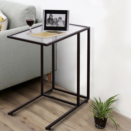 Sofa Side Table C-Shaped Industrial Coffee Snack Table Laptop Stand Over Bed End
