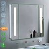 Bathroom Mirror Cabinet 2 LED Strip Illuminated Cupboard Sensor Demister Shaver