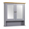 Bathroom Cabinet With Mirror Wall Mounted Grey Medicine Storage Cupboard Unit