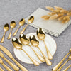 24pcs Cutlery Sets Luxury Copper Spoon Fork Teaspoon Kitchen Dining Flatware Kit
