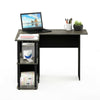 L-Shape Desk with Bookshelf, French Oak Grey/Black