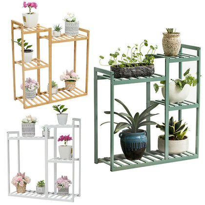 4Tier Bamboo Wood Pot Plant Stand Indoor Garden Flower Ladder Shelf Display Rack