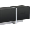 TV Unit Stand Cabinet Sideboard with 2 Storage Drawers Modern High Gloss Black