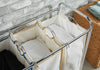 Chrome Laundry Washing Basket Bin Sorter 3 Removable Canvas Compartments