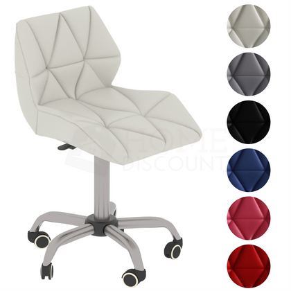 Computer Office Chair Cushioned Home Chrome Leather Swivel Small Adjustable Desk
