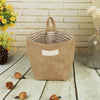 Retro Jute Cotton Lining Sundries Basket Mini Desktop Storage Bags Hanging Bag