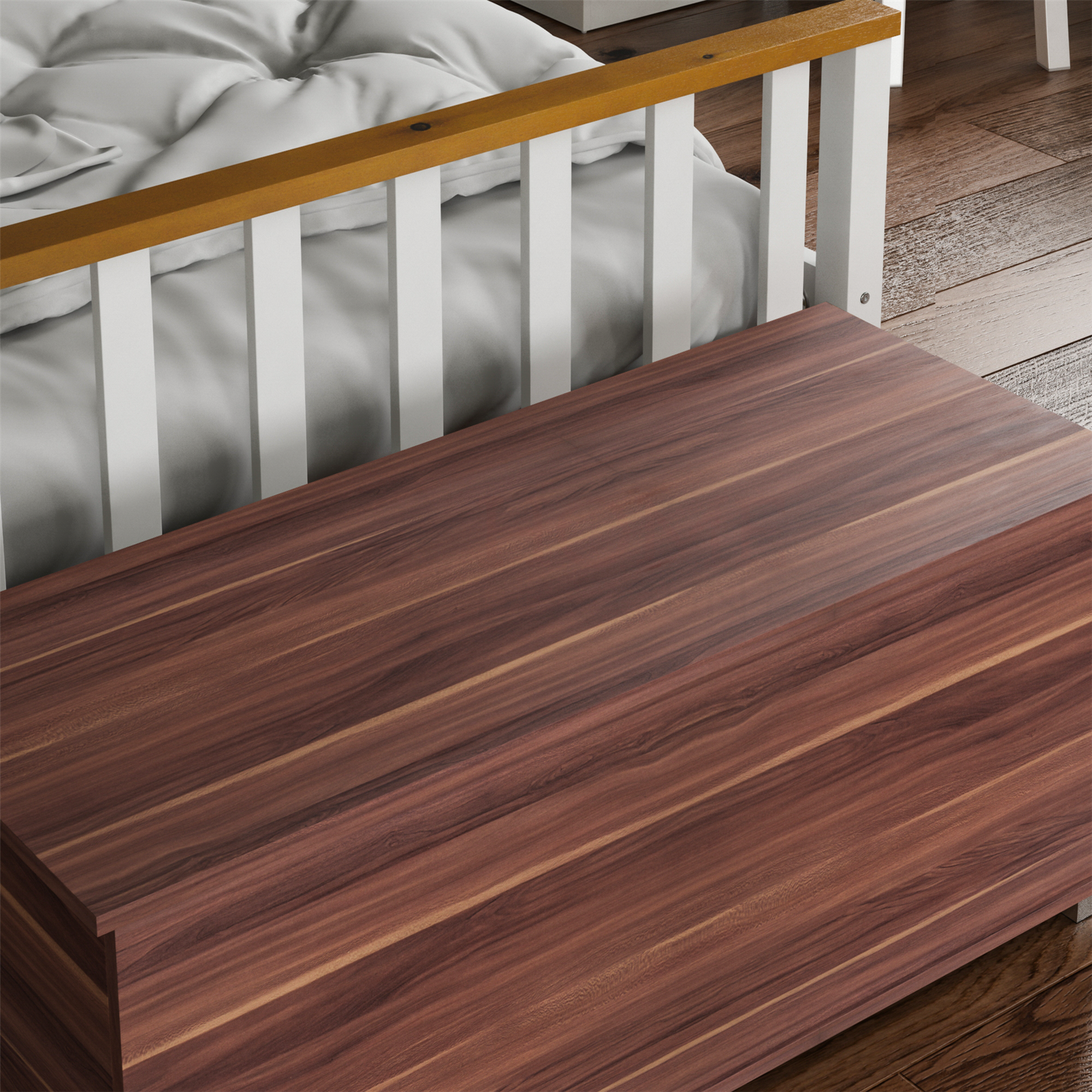 Leon Storage Ottoman Chest Toy Chest Walnut Bedding Blanket Box Large Wooden