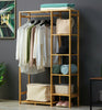 Wardrobe Clothes Cupboard Hanging Rail Storage Shelves with Wood Frame and Cover