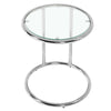 Round Sofa Side Table Black With Clear Glass Top Coffee End Table for LivingRoom