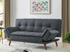 Grey Fabric Sofa Bed Cushioned Wooden Legs Sofabed Adjustable Armrest Function