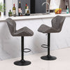 Set of 2 Bar Stools Grey Faux Leather Kitchen Breakfast Counter Gas Lift Swivel