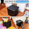 Folding Storage Ottoman Box Footstool Faux Leather Storage Box with Lid Toy Gift
