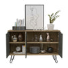 Sideboard or TV Stand Cabinet 3 Door Cupboard Bleached Pine & Stone Effect Doors