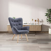 Fabric Armchair Sofa Buttoned High Back Upholstered with Foot Stool Accent Chair