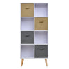 Freestanding 8 Cube Storage Cabinet Unit w/ 4 Drawers Bookcase Display Shelves
