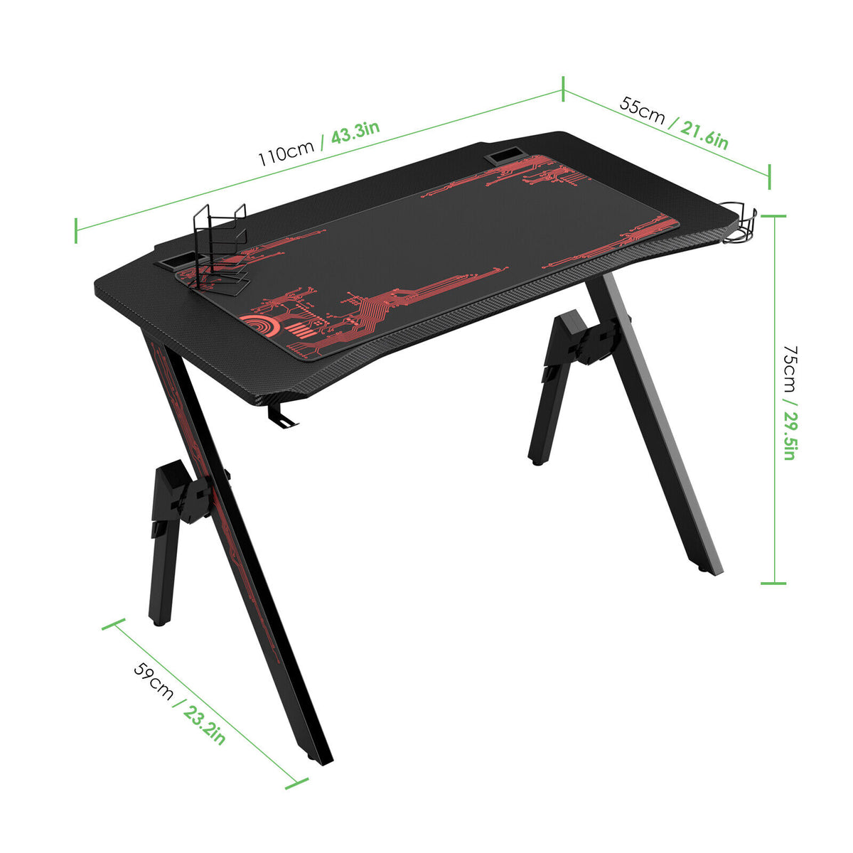 Gaming Desk Gaming Table K-Shaped Computer Desk Gamer Desk with Full E ...