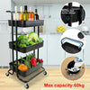 3 Tier Kitchen Trolley Salon Hairdresser Storage Cart Rack Rolling Wheels Black
