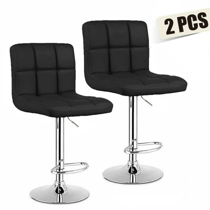 2 x Breakfast Bar Stools Faux Leather Gas Lift Home Kitchen Swivel Chairs Black