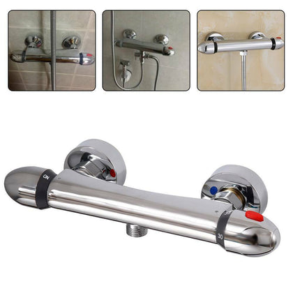Bathroom Thermostatic Shower Bar Mixer Valve Tap Chrome Bottom Modern Desgin