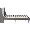Upholstered 4ft6 Double Size Bed Platform Bed Frame with Wood Slat Support Grey