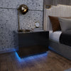 Black Bedside Table Chest of 2 Drawers High Gloss Nightstand Cabinet LED Light