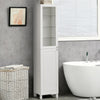 Modern White Tall Floor Cabinet Shelving Unit Narrow Bathroom Hallway Storage