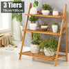 Bamboo Wooden Shelf Plant Stand Folding Multi Tier Ladder Storage Indoor Outdoor
