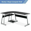 Modern L-shaped Computer Desk Corner PC Table Workstation Home Office w/ Shelves