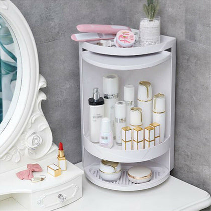 Desktop Makeup Storage Box Cosmetic Organizer Rotating Case Organiser Shelf Rack